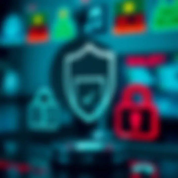 Digital security icons symbolizing account protection and safe access