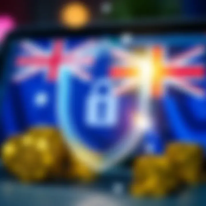 Illustration of Australian flag overlay with digital shield representing online account protection