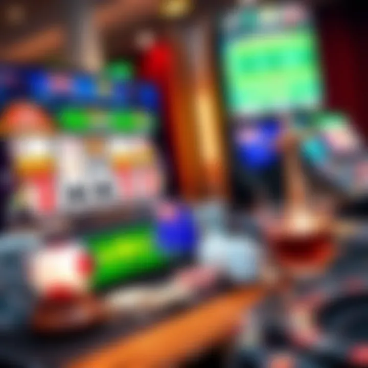 Digital interface displaying popular casino games including poker, slots, and roulette with Australian flag theme