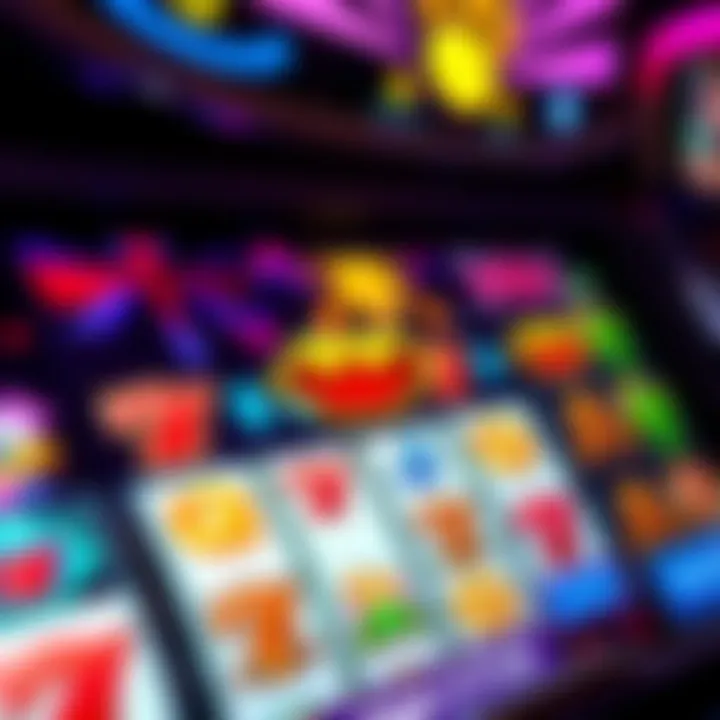 Colorful online pokies interface with various game symbols and winning lines