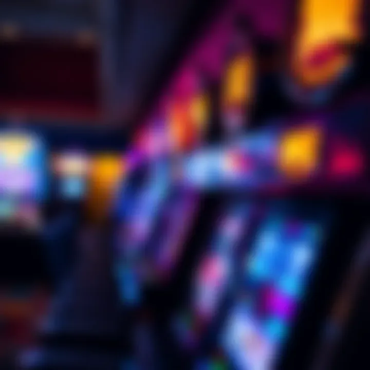 Close-up of poker machines with flashing lights in an Australian gaming venue