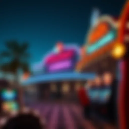 Illustration of community impact with a casino building and supportive icons representing responsible gambling