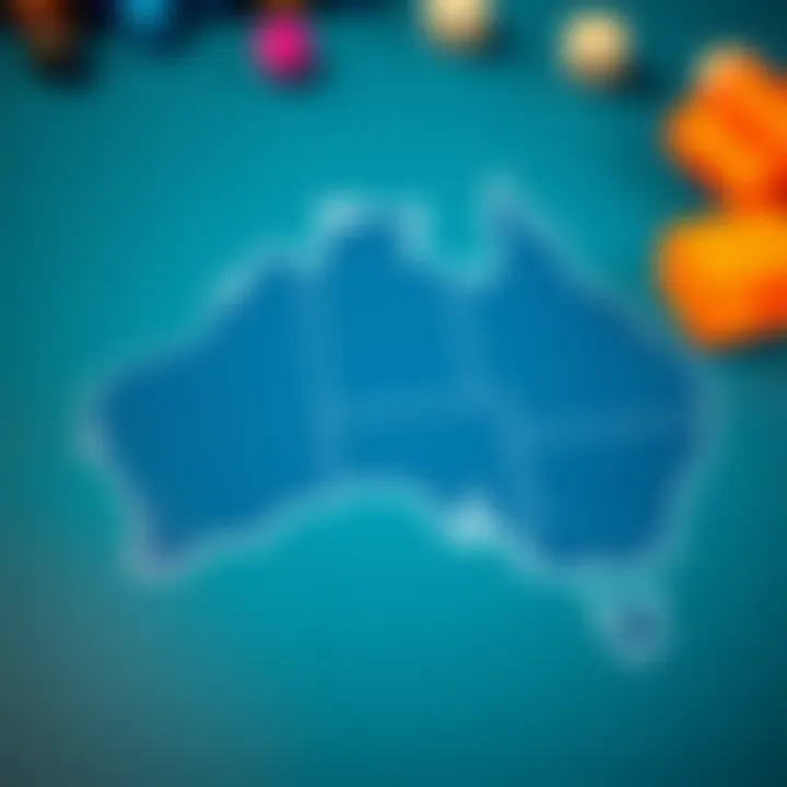 Map of Australia highlighting legal regions for online pokie gaming