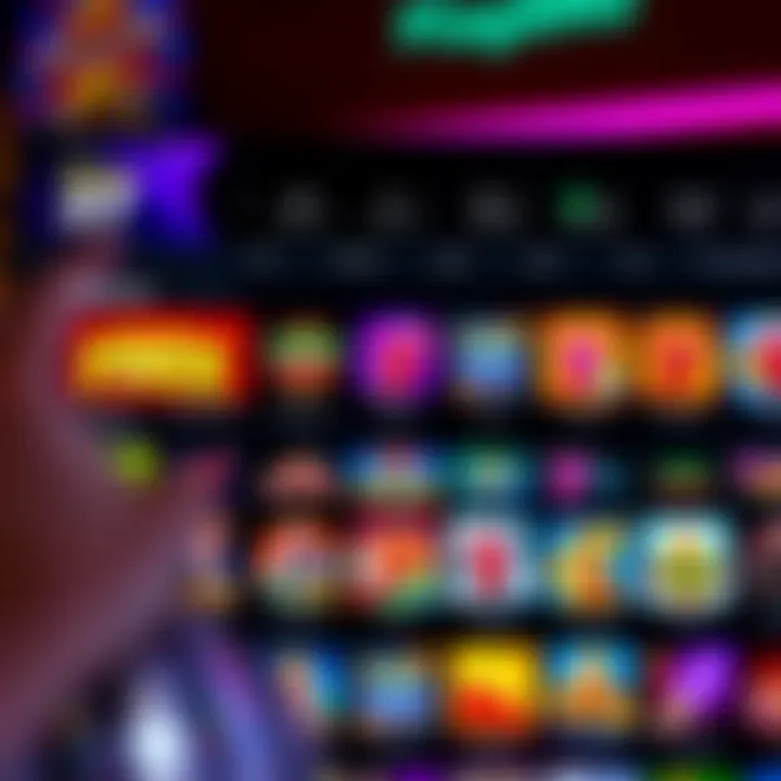 User interface of an online casino platform showcasing various slot games and navigation options