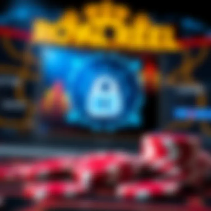 Secure online casino environment symbolized by a digital lock and casino chips