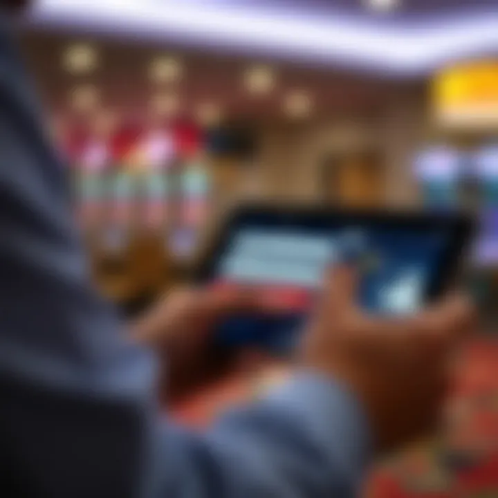 User entering secure credentials on a tablet to access an online gaming platform