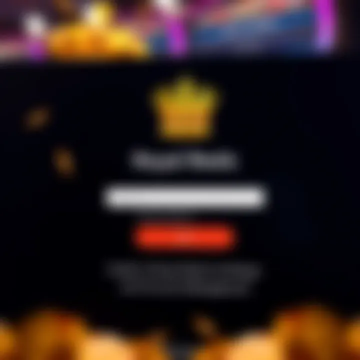 User interface showing Royal Reels platform login page with username and password fields