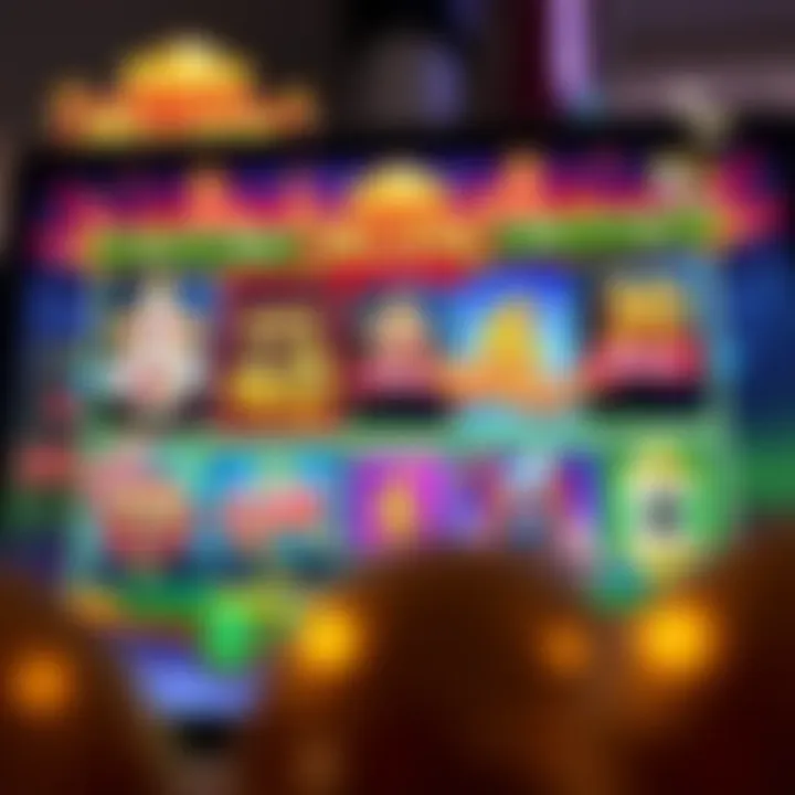 Illustration of a vibrant online casino interface showcasing bonus features and rewards