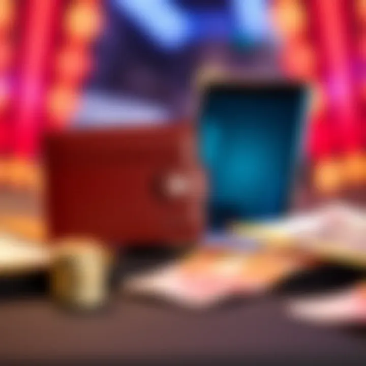 Digital wallet and Australian currency symbols representing flexible payment methods available for players