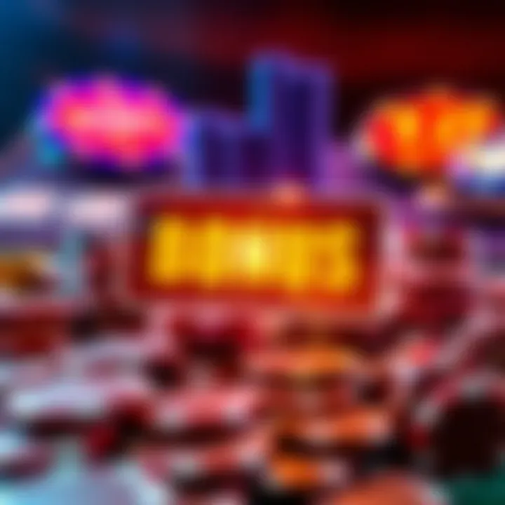 Graphic representation of casino chips, coins, and a glowing bonus notification