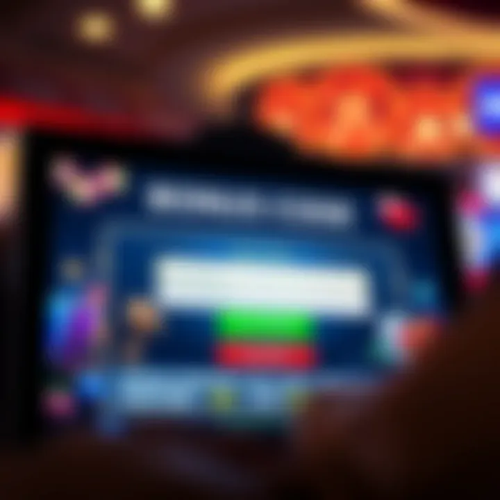 Illustration of a digital casino interface highlighting bonus code entry section