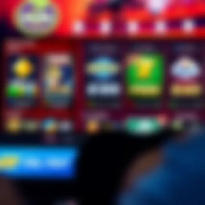 Casino interface showing various game options and payment icons
