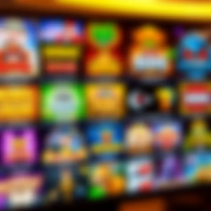 Selection of popular casino slot games on a digital screen