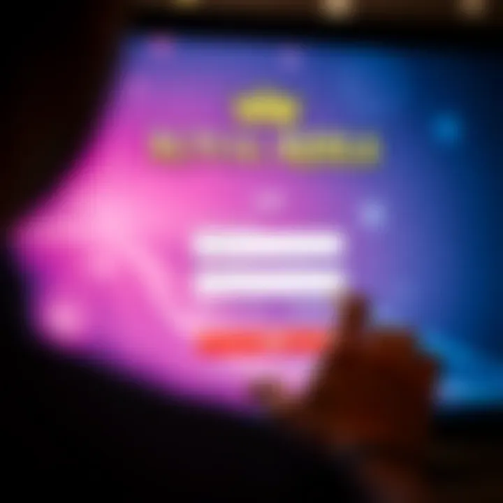 User entering credentials on Royal Reels online casino login screen