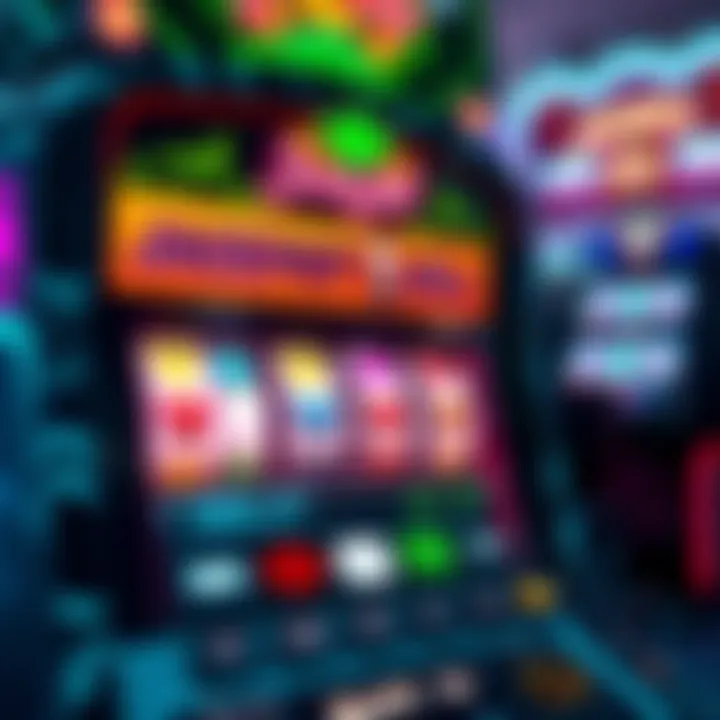 Colorful jackpot slot machine with illuminated reels and bonus symbols