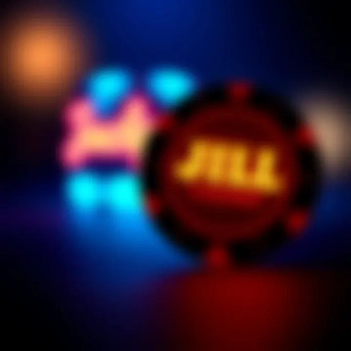 Jackpot Jill Casino No Deposit Bonus Token Digital casino chip and bonus token glowing against dark background