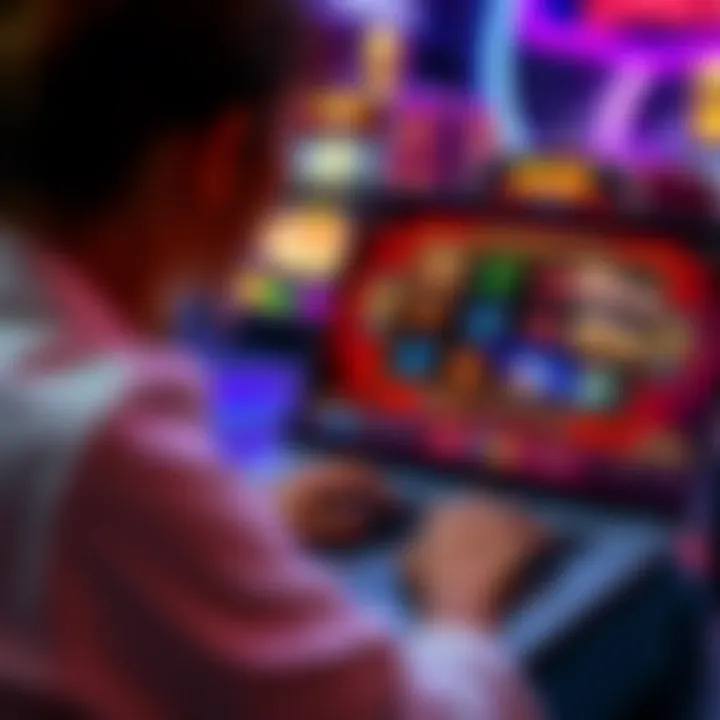 User engaging with Jackpot Jill Live on a laptop displaying slot features and interactive controls