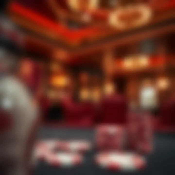 Luxurious VIP lounge with sparkling casino chips and elegant decor