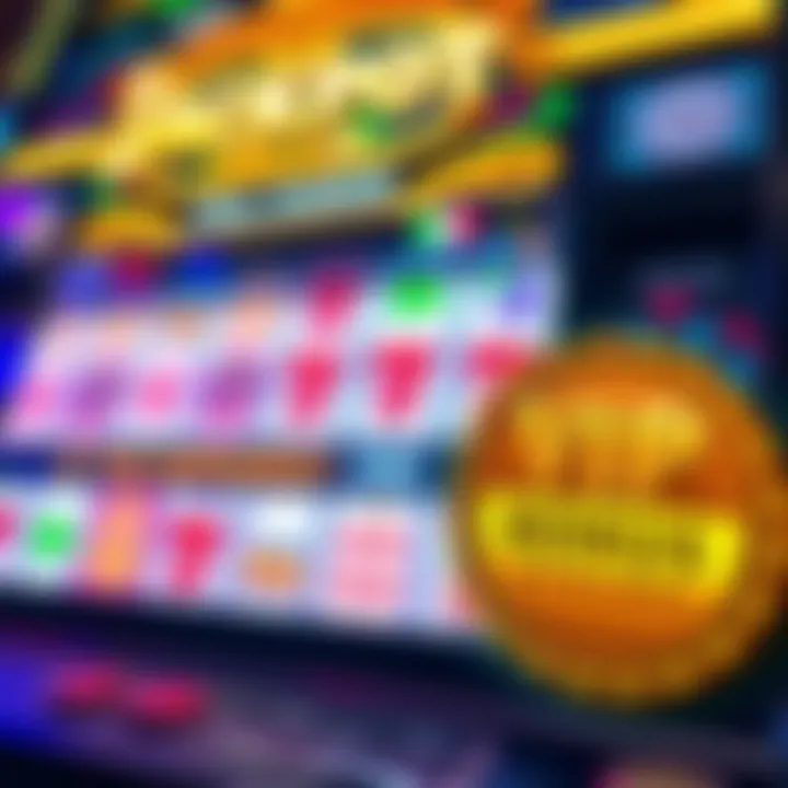 Slot machine with jackpot coins and VIP badge highlighting bonus rewards