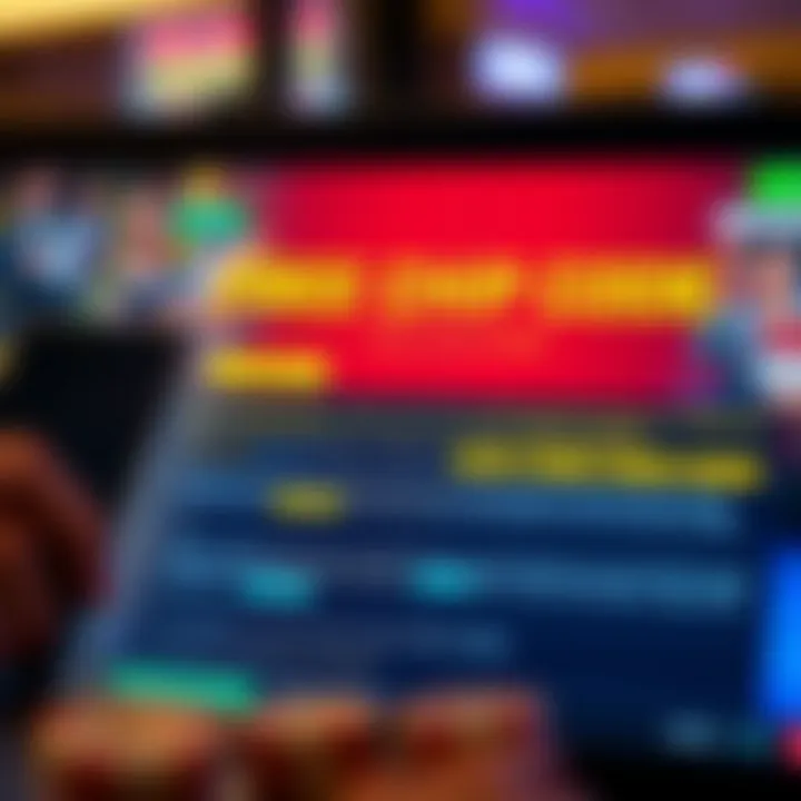 Online casino screen showing a free chip code offer with highlighted terms and conditions