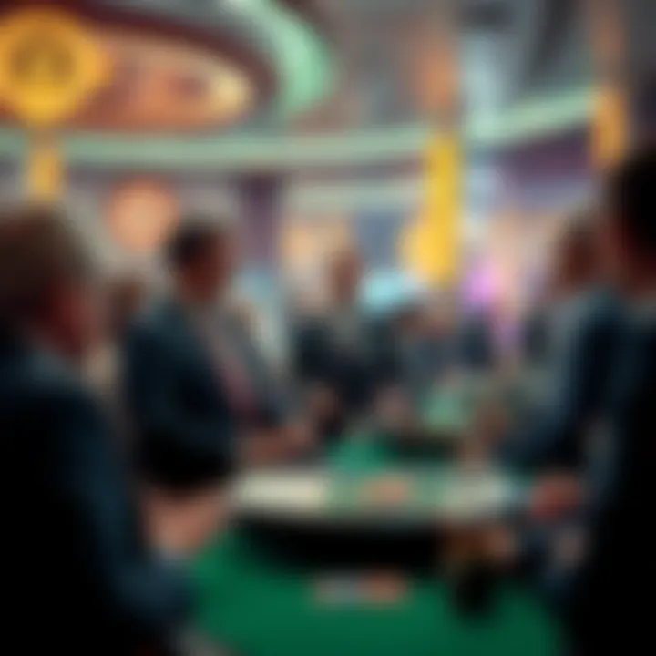 Illustration showing the connection between casino industry representatives and government officials in policy discussions