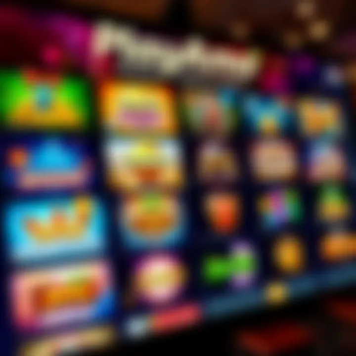 PlayAmo Online Casino Game Selection Colorful online casino game icons displayed on a digital screen
