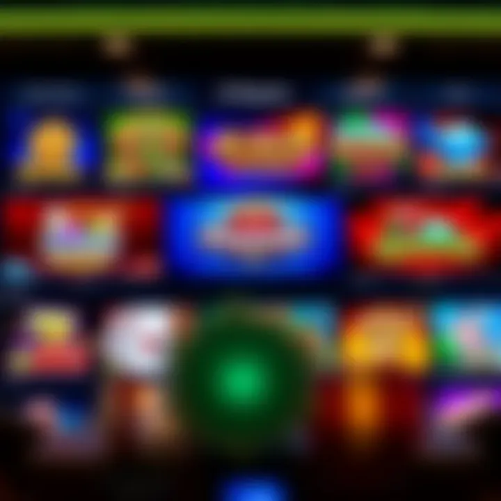 Variety of casino games displayed on a digital interface
