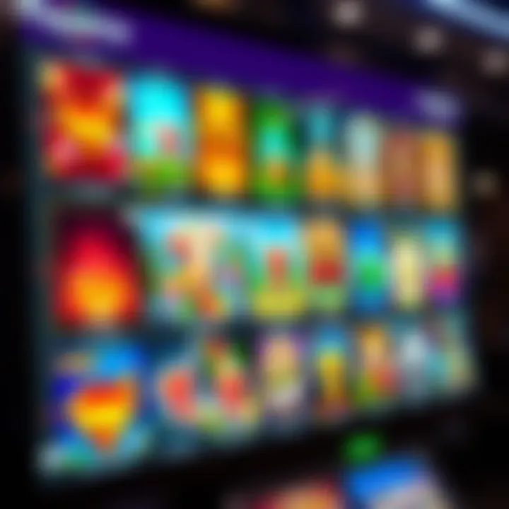 Colorful online casino slot games displayed on a vibrant digital interface