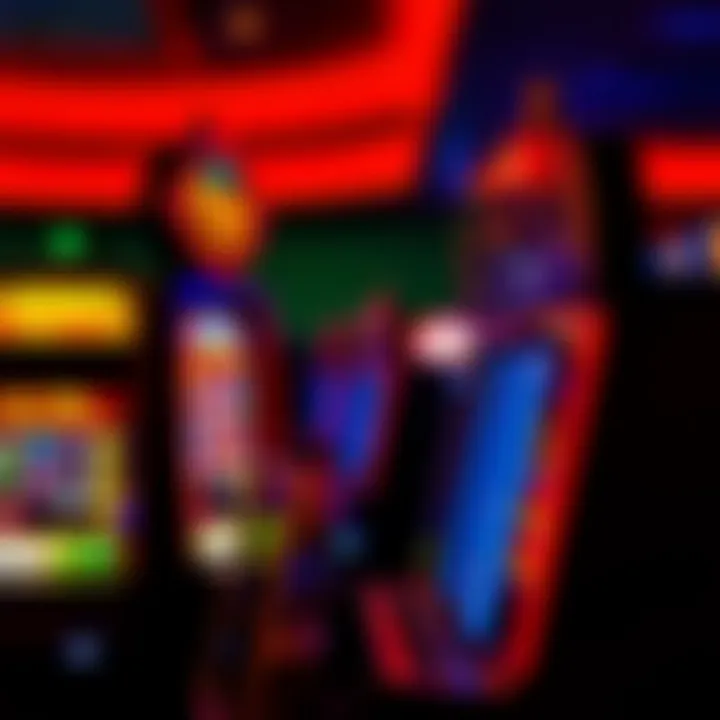 A row of brightly lit slot machines in an Australian gaming venue