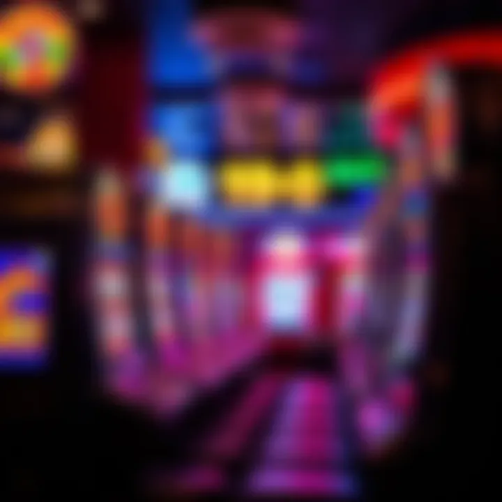 Colorful pokies machines lined up in a vibrant Australian casino environment