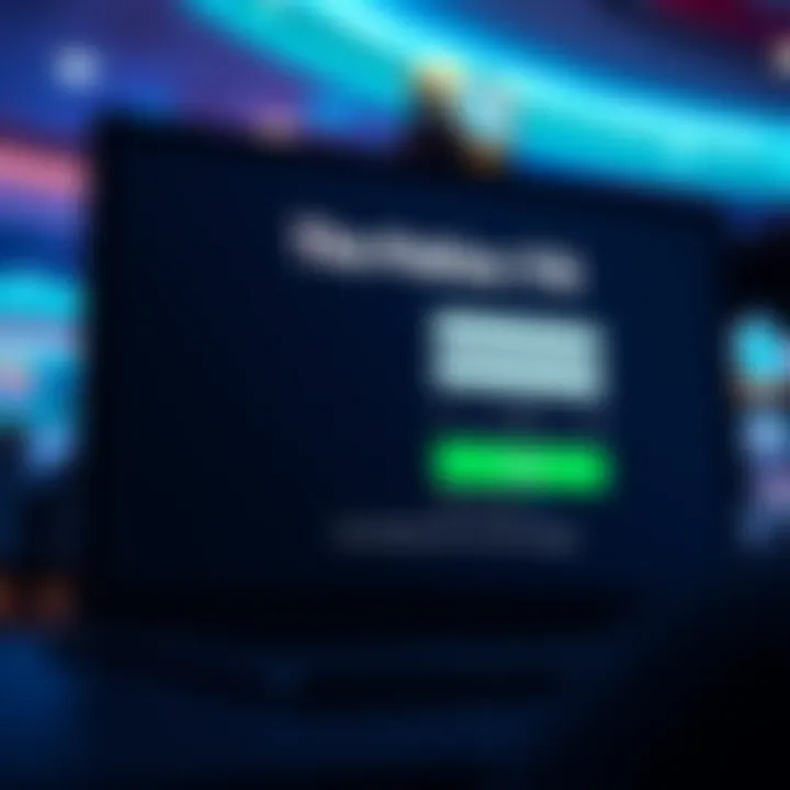 User interface displaying a secure login screen for an online gaming platform