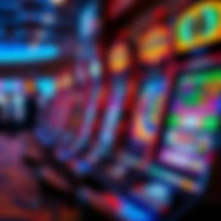 Close-up of a modern pokies machine with bright lights and digital display in an Australian gaming venue