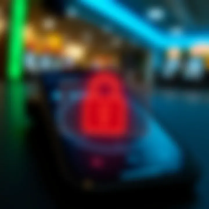 Secure padlock icon overlay on a smartphone screen illustrating app security features