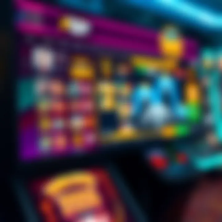 Illustration of online gaming dashboard with various game options and user profile display