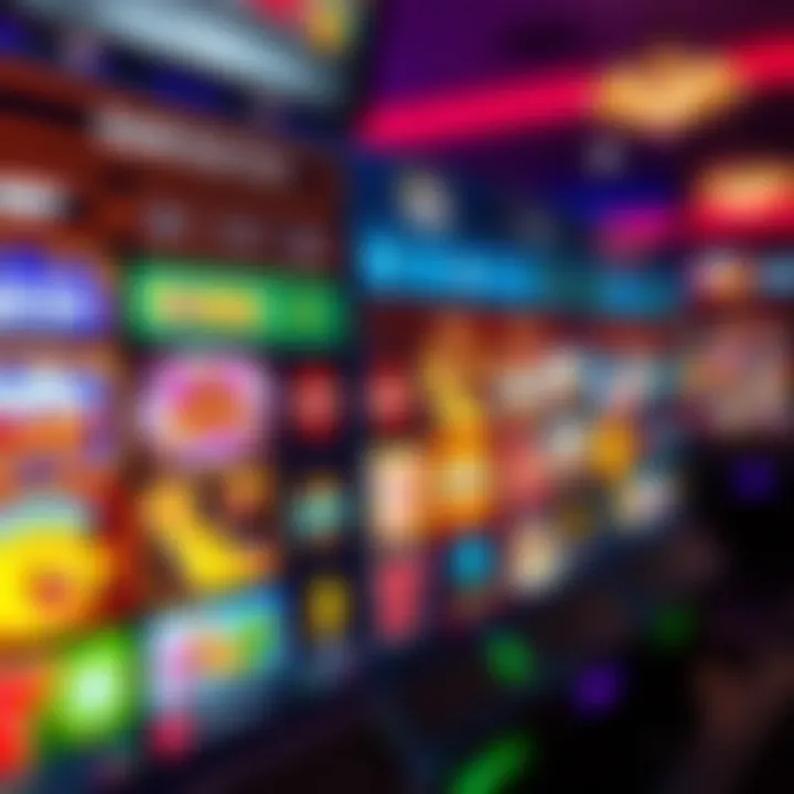 Colorful online pokies interface showcasing various game options and vibrant graphics