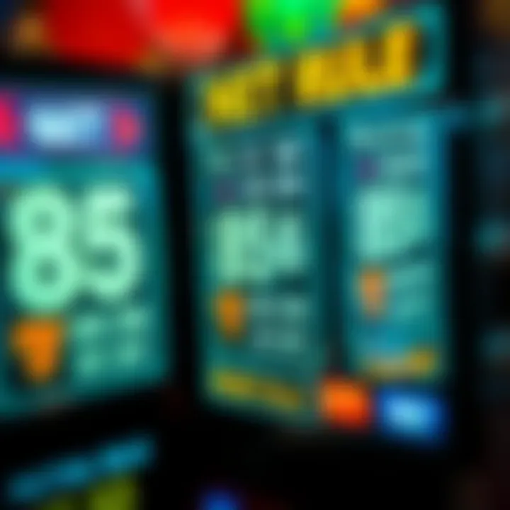 Close-up of a poker machine display showing payout percentages and symbols