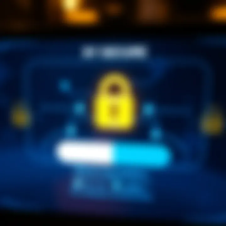 Secure login environment showcasing padlock icon and encrypted connection symbols on a digital screen