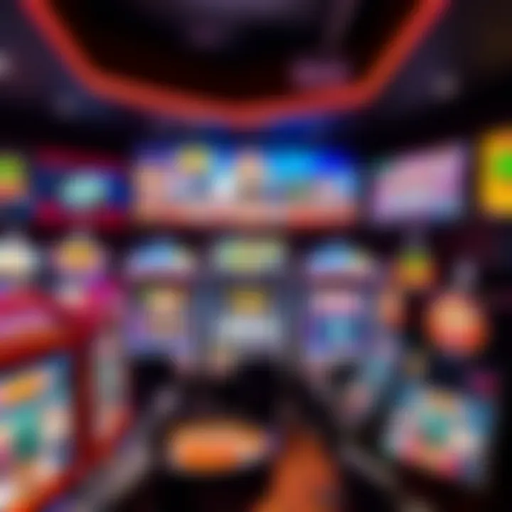 Variety of casino games including slots, poker, and roulette showcased on digital screens