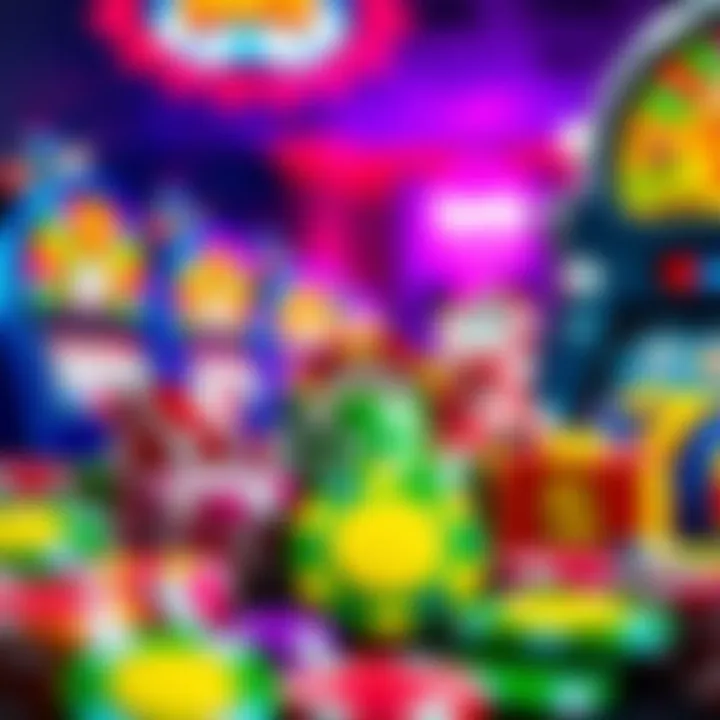 Colorful casino chips and slot machine icons representing various bonus types