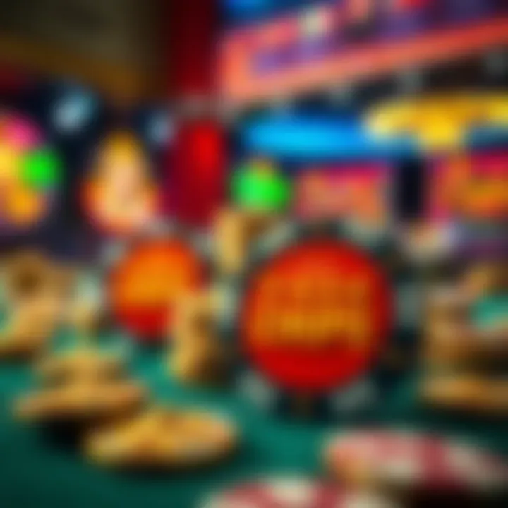 Illustration of virtual casino chips highlighting bonuses and rewards
