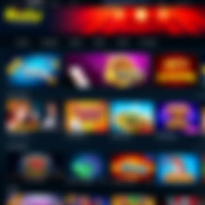 Online casino interface showing diverse slot games and live casino options