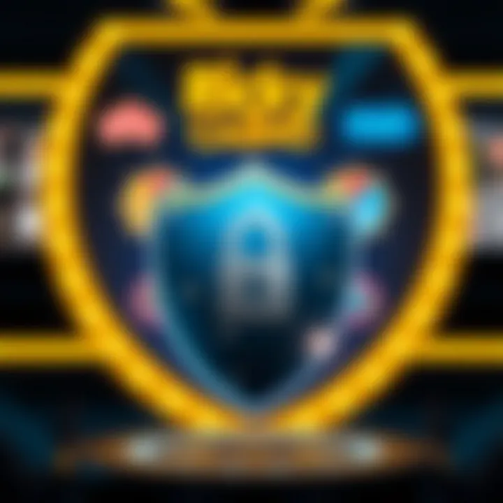 Secure online casino platform with a shield symbolizing protection and trust
