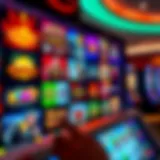 Variety of casino game icons displayed on a digital screen