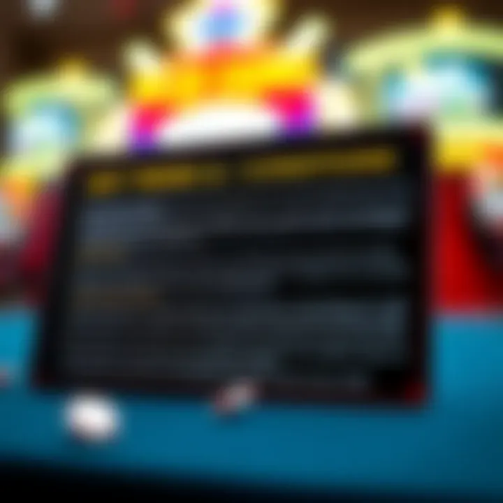 Conceptual graphic showing key terms and conditions for claiming an online casino bonus
