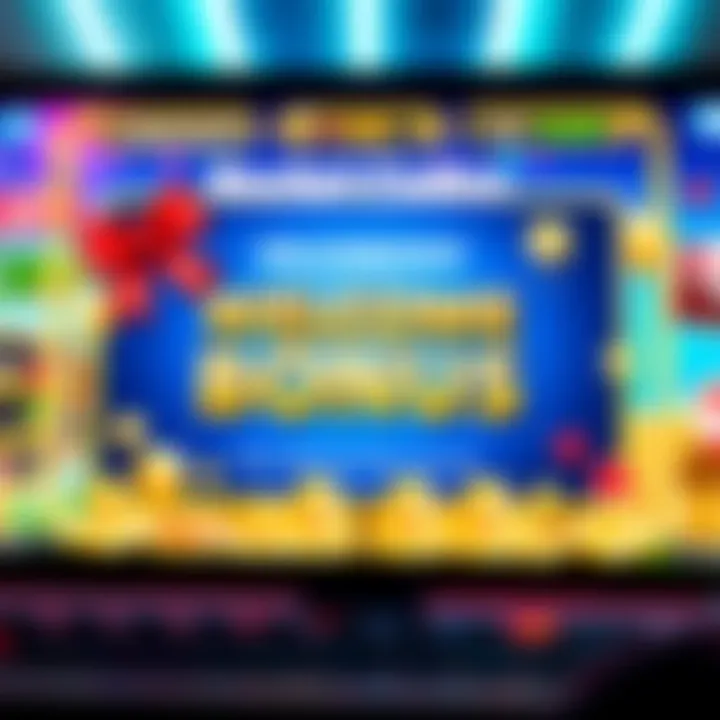 Illustration of a welcome bonus offer on a digital casino interface with vibrant graphics