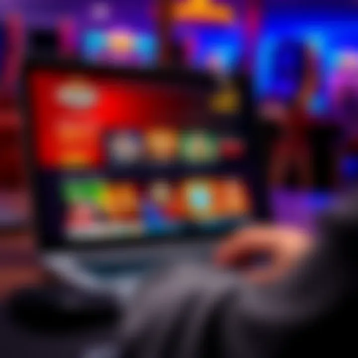 User browsing a casino website on a laptop with bonus offers displayed
