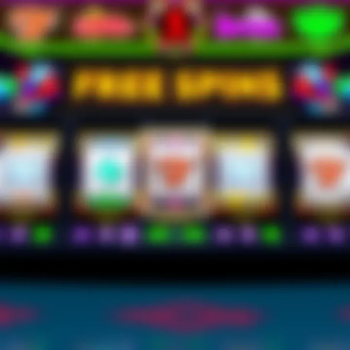 Illustration showing various slot game reels with highlighted free spins symbols on the screen