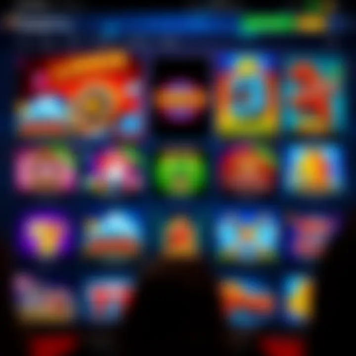 Colorful online casino interface showcasing diverse slot games and live dealer options