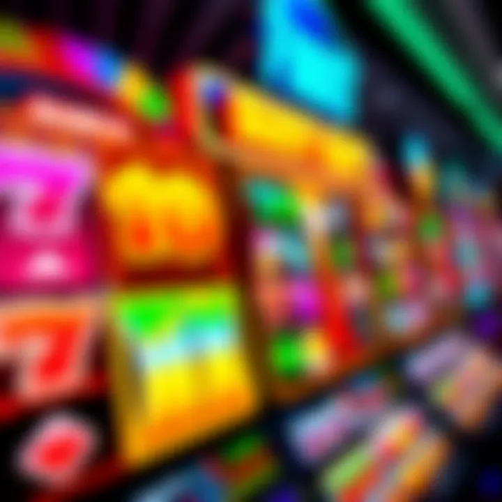 Colorful slot game symbols glowing on a digital casino screen