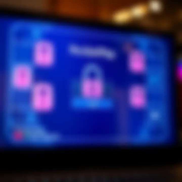 Secure login screen with encryption symbols representing safety and user data protection